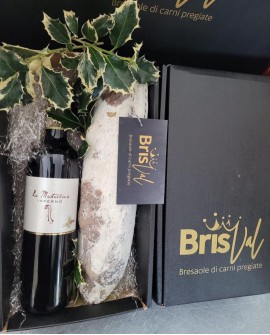 75,76 € Gift Box degustazione n.1 Bresaola Limousine e n.1 bottiglia Vino rosso La Martellina - Brisval Bresaole Carni pregiate