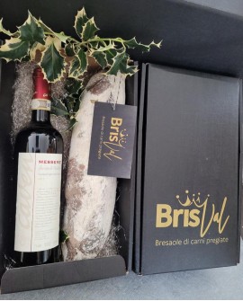 95,53 € Gift Box degustazione n.1 Bresaola Limousine e n.1 bottiglia Vino rosso Sforzato Messere - Brisval Bresaole Carni pre...