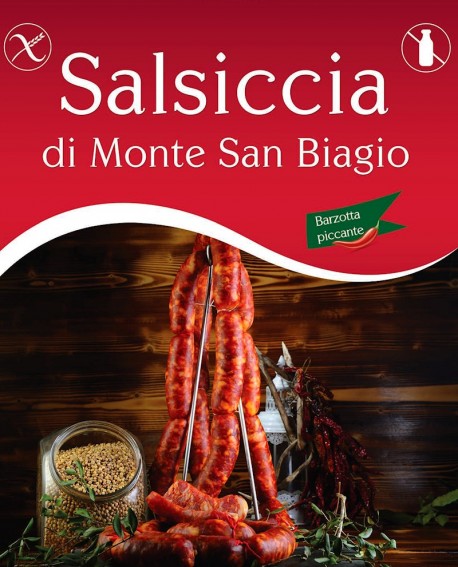 6,36 € Salsiccia di Monte San Biagio Barzotta Catenella Piccante 500g sottovuoto - Salumi Grufà