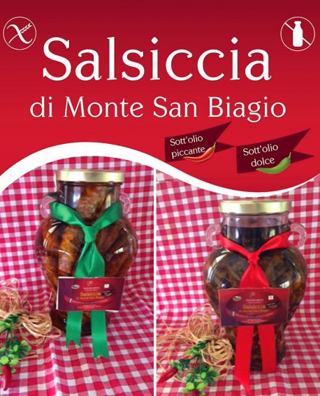 8,42 € Salsiccia di Monte San Biagio Stagionata Sottolio 280g al pezzo - stagionatura 1 mese - Salumi Grufà